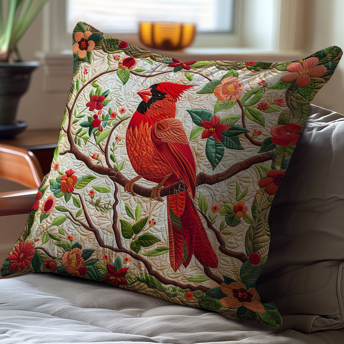 Red Cardinal WJ0208047CL Quilt Pillow Case