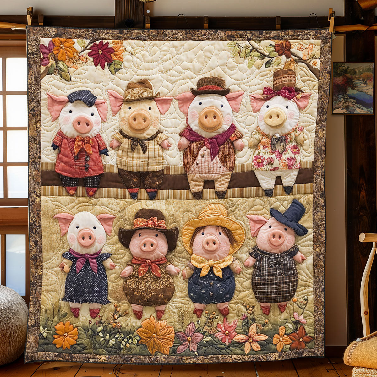 Rustic Piglet Charm WJ1103022CL Quilt