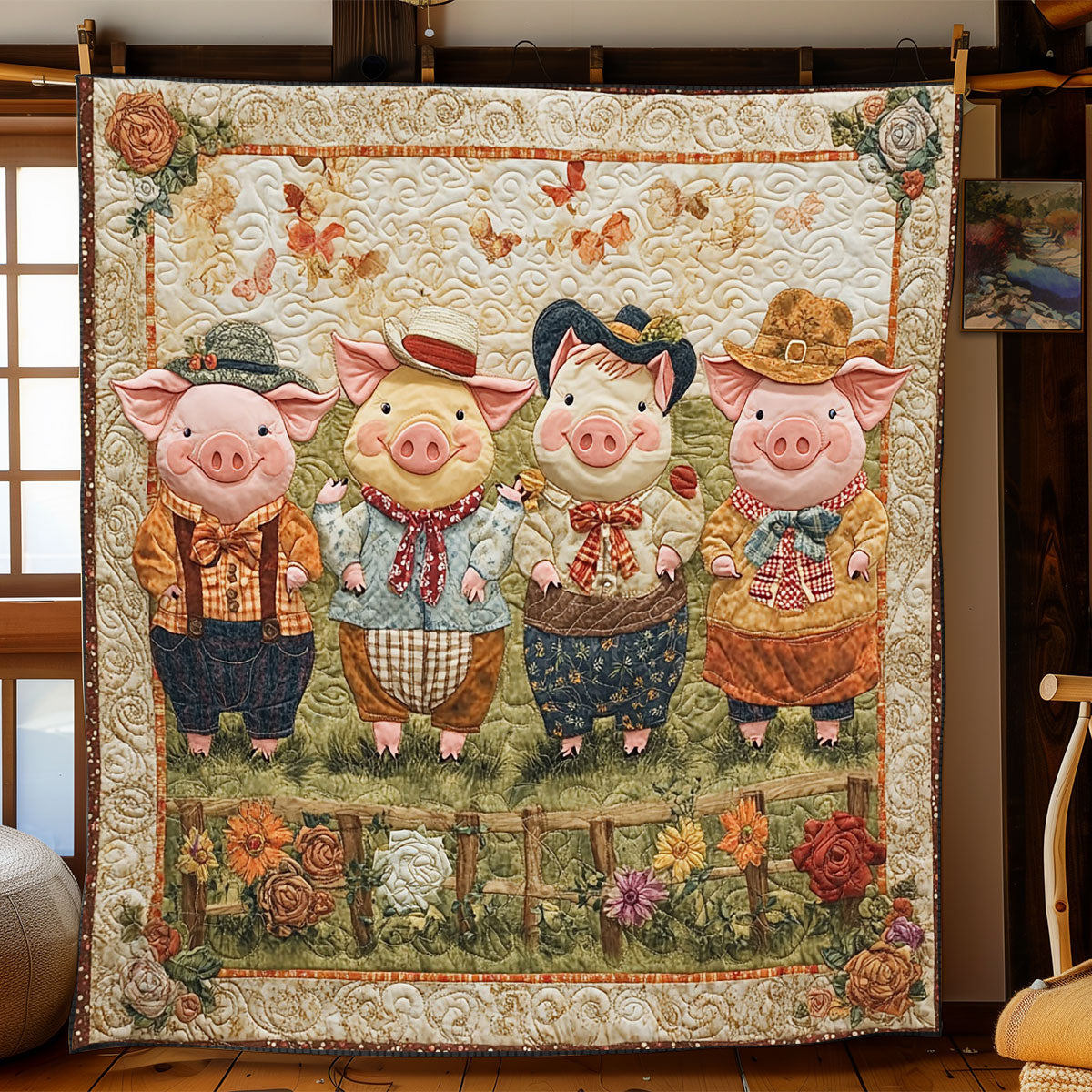 Rustic Piglet Charm WJ1203029CL Quilt