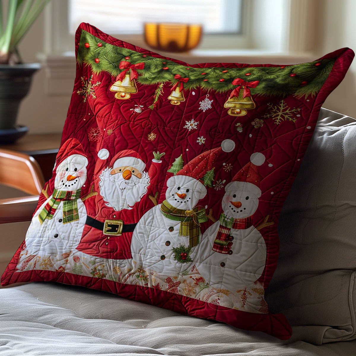 Santa Clause And Snowman WJ2308037CL Quilt Pillow Case
