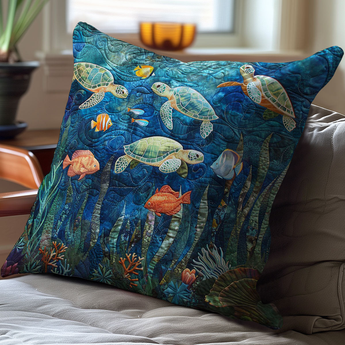 Sea Turtle WJ0208048CL Quilt Pillow Case