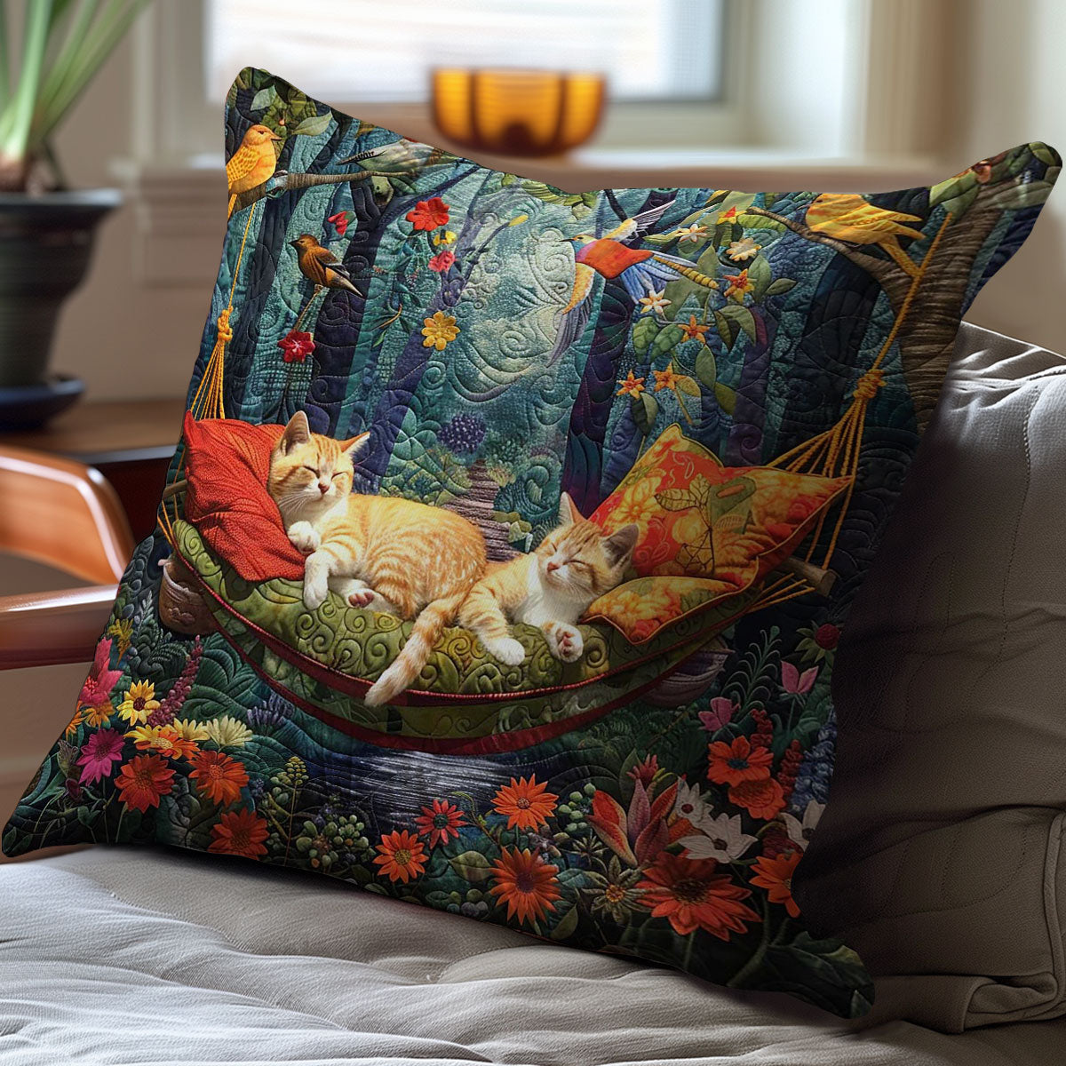 Sleeping Cat In The Garden WJ0609041CL Quilt Pillow Case