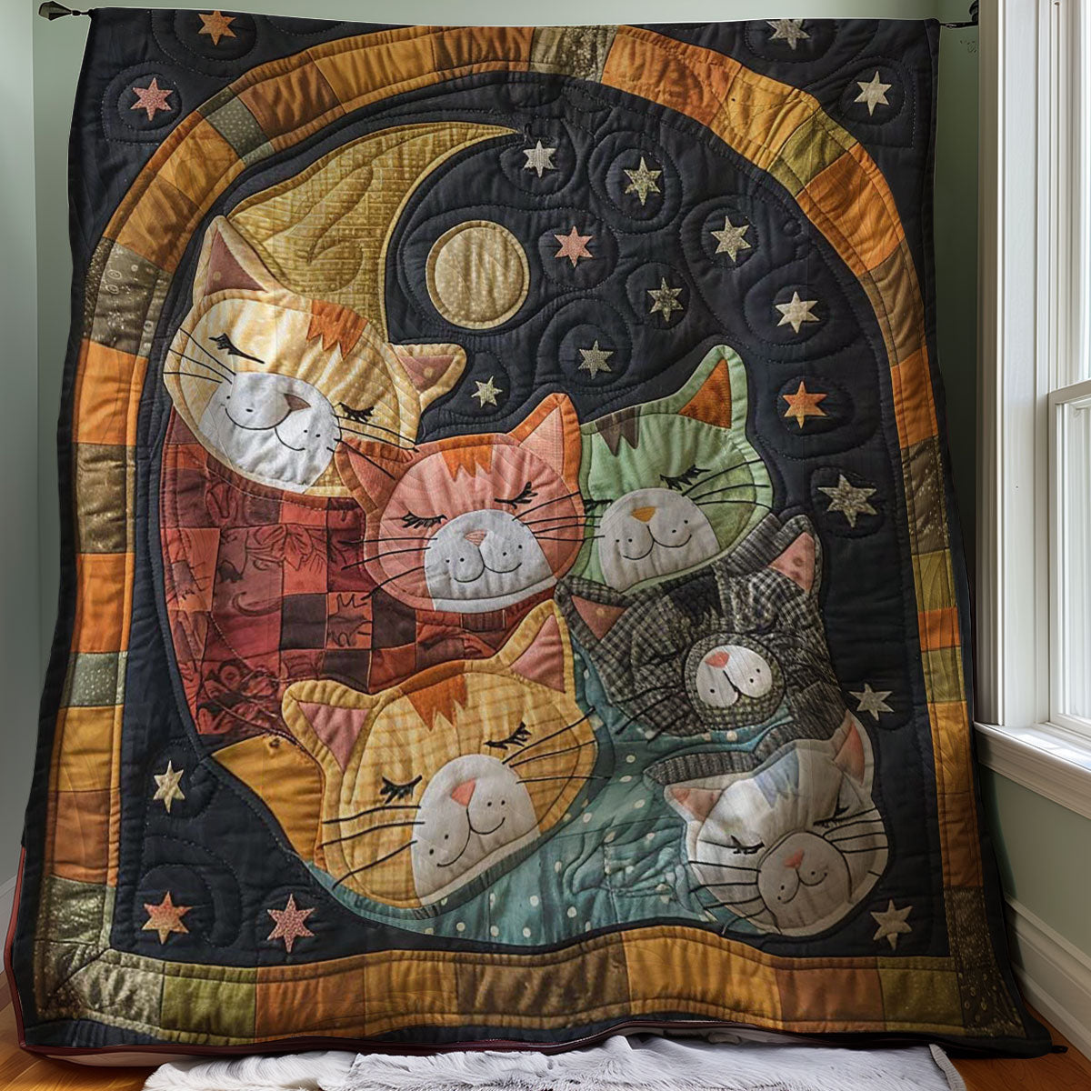 Sleeping Cat Over The Moon WJ1608018CL Quilt