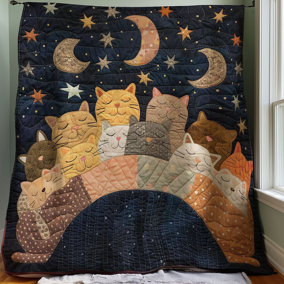 Sleeping Cat Over The Moon WJ1608019CL Quilt