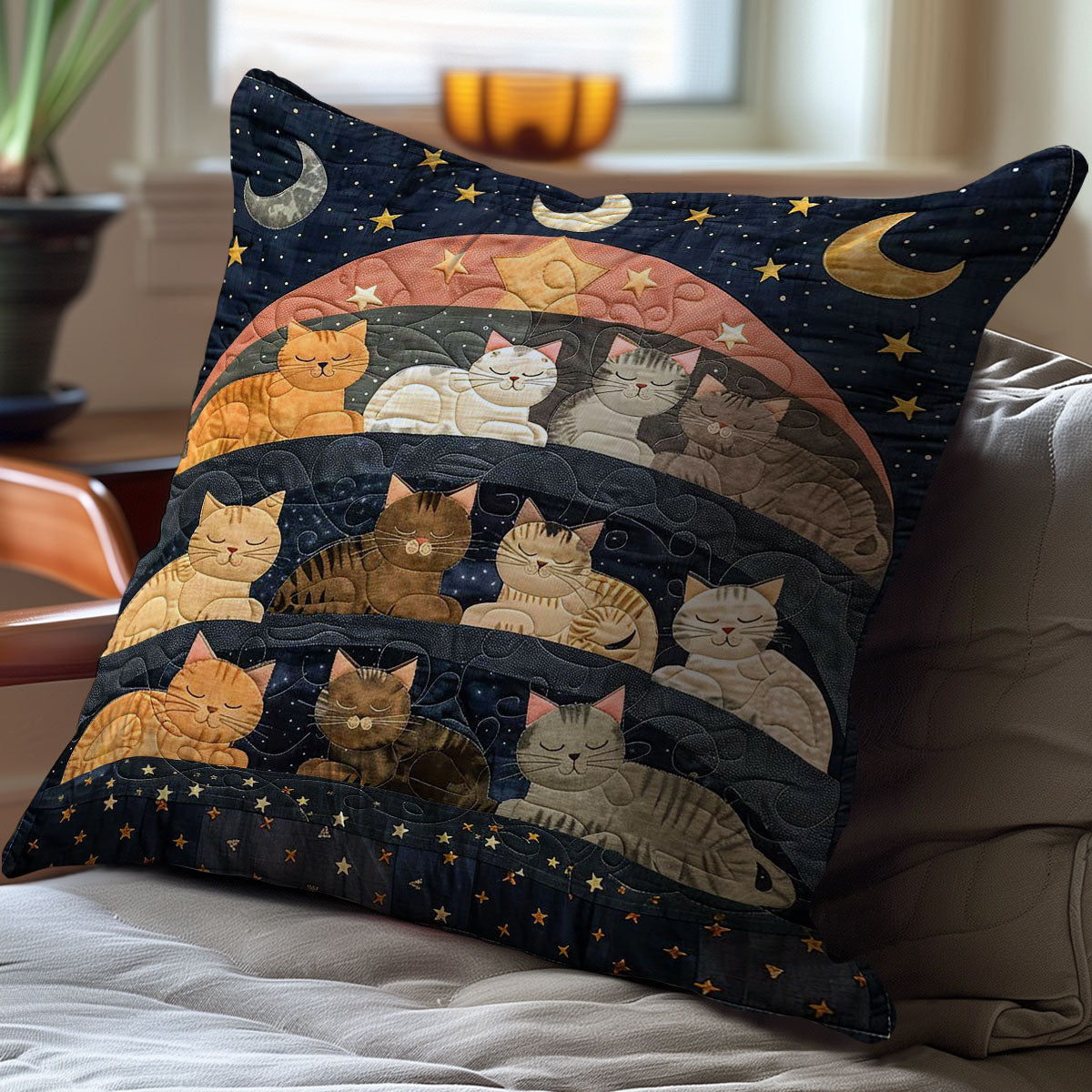 Sleeping Cat Over The Moon WJ2408037CL Quilt Pillow Case