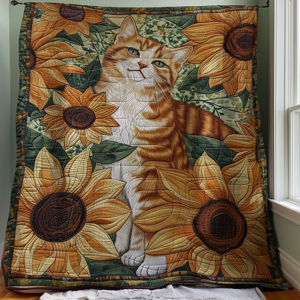 Sunflower Cat WJ3107036CL Quilt