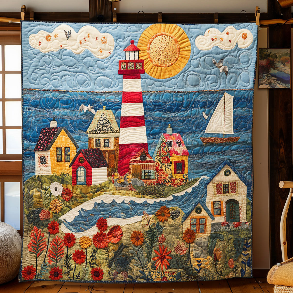 Sunlit Seaside Lighthouse WJ2103035CL Quilt