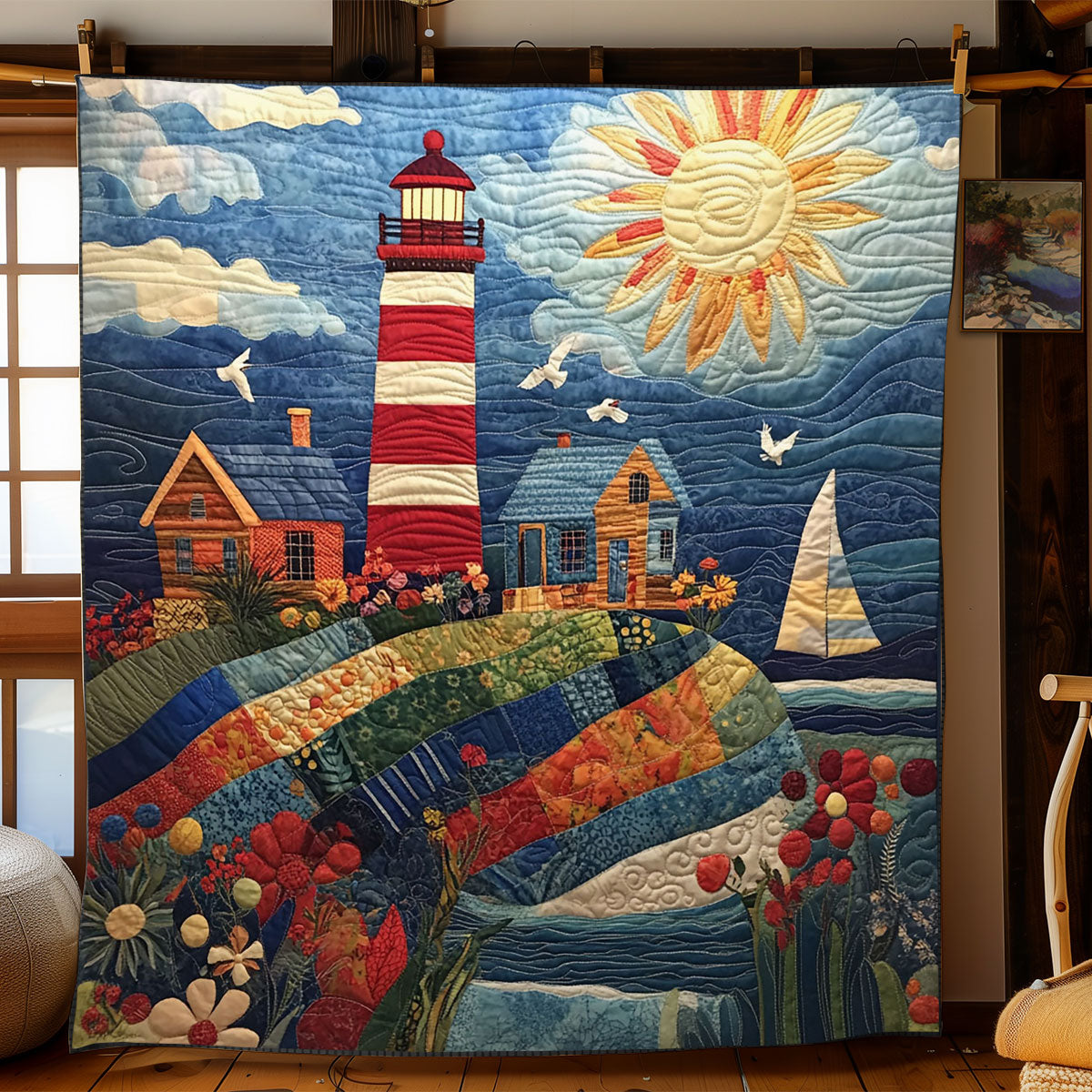 Sunlit Seaside Lighthouse WJ2203034CL Quilt