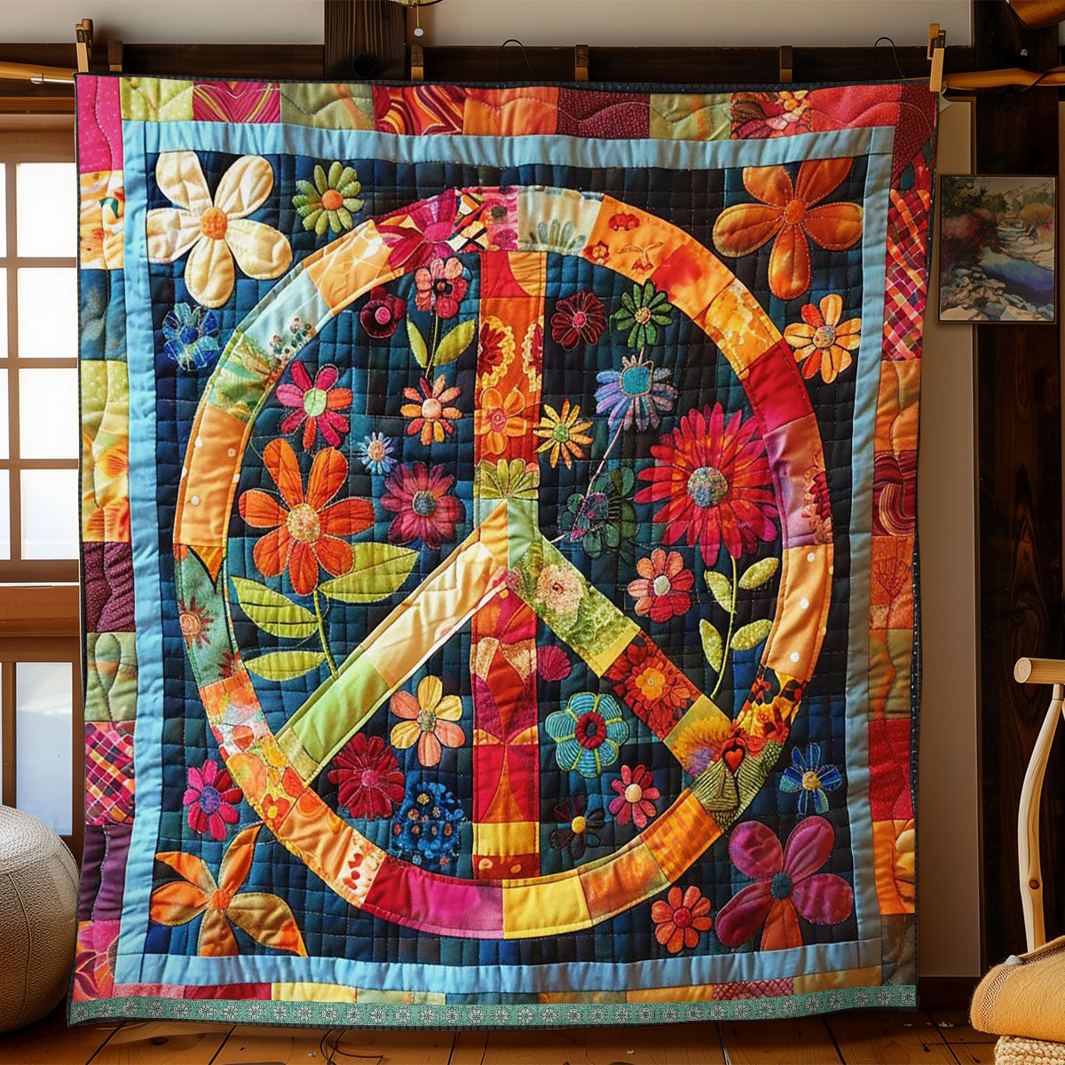 Trippy Hippie Sign WJ0208038CL Quilt