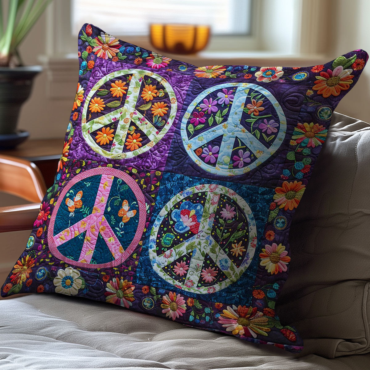 Trippy Hippie Sign WJ1308049CL Quilt Pillow Case