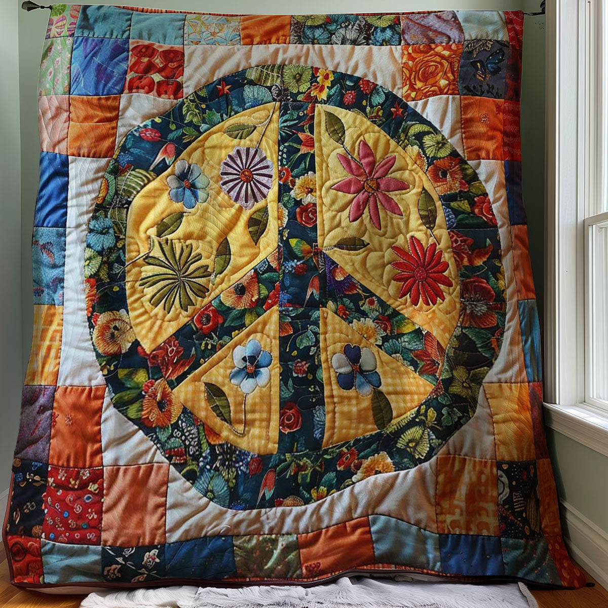 Trippy Hippie Sign WJ3007040CL Quilt