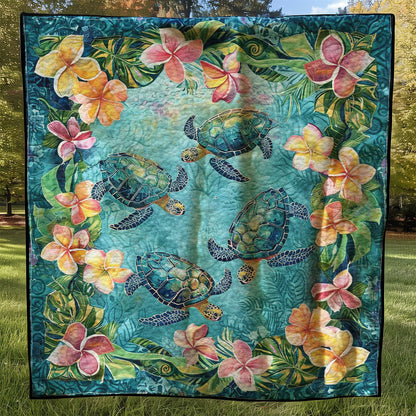 Tropical Turtles And Plumeria WJ2307035CL Quilt