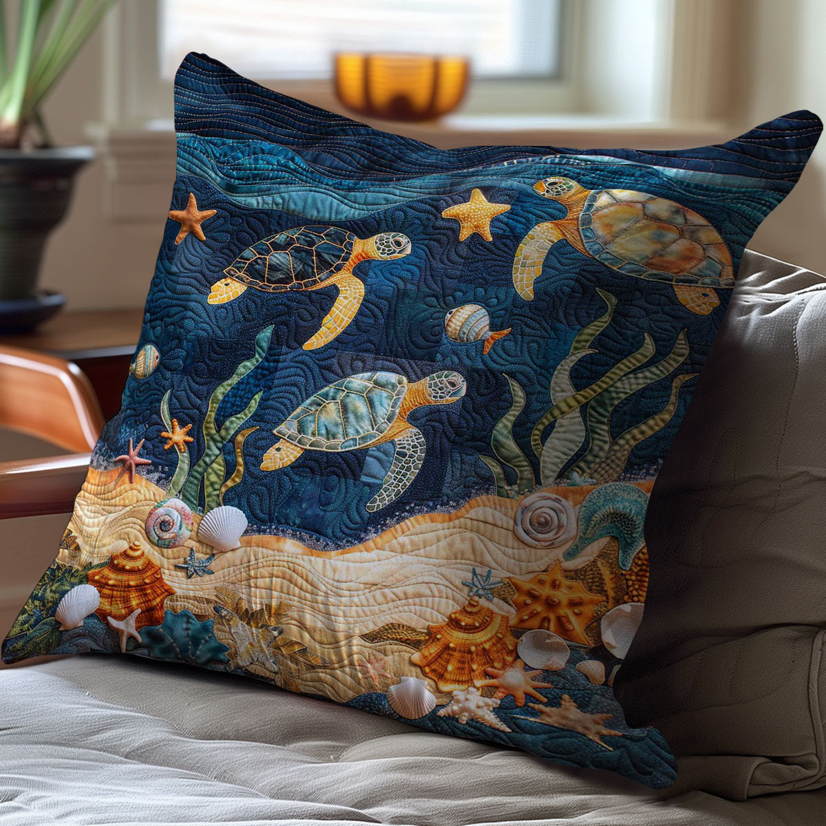 Turtle Under The Sea WJ0908046CL Quilt Pillow Case