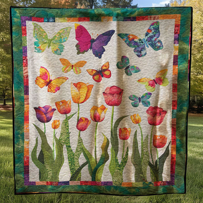 Vibrant Tulips And Butterflies WJ2307037CL Quilt