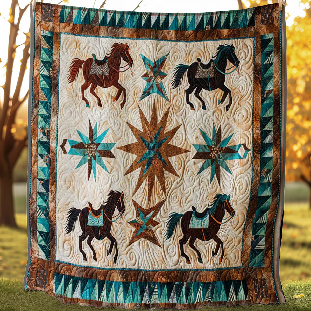 Western Inspired Horses WJ1706017CL Quilt