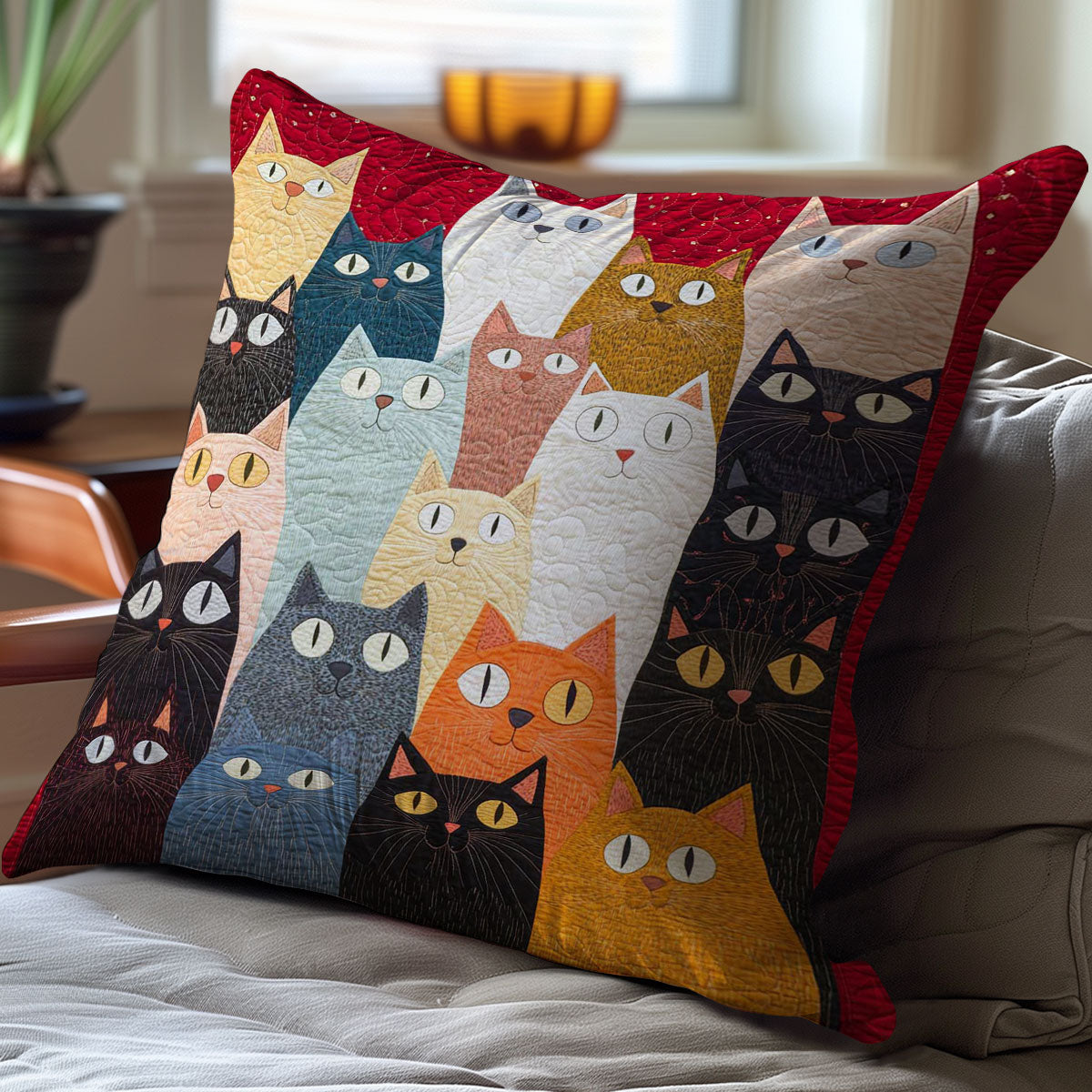 Whimsical Cat WJ0708046CL Quilt Pillow Case