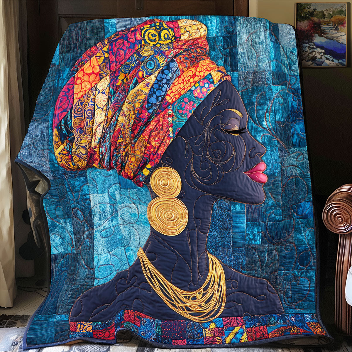 Black Woman Figure WU2002001CL Quilt