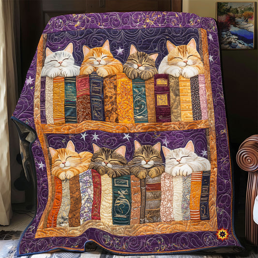 Cat Sleeping On The BookShelf WU2112019CL Quilt