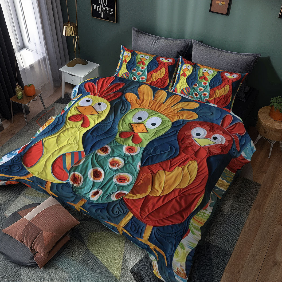 Colorful Chicken WJ1308024CL Duvet Cover Set