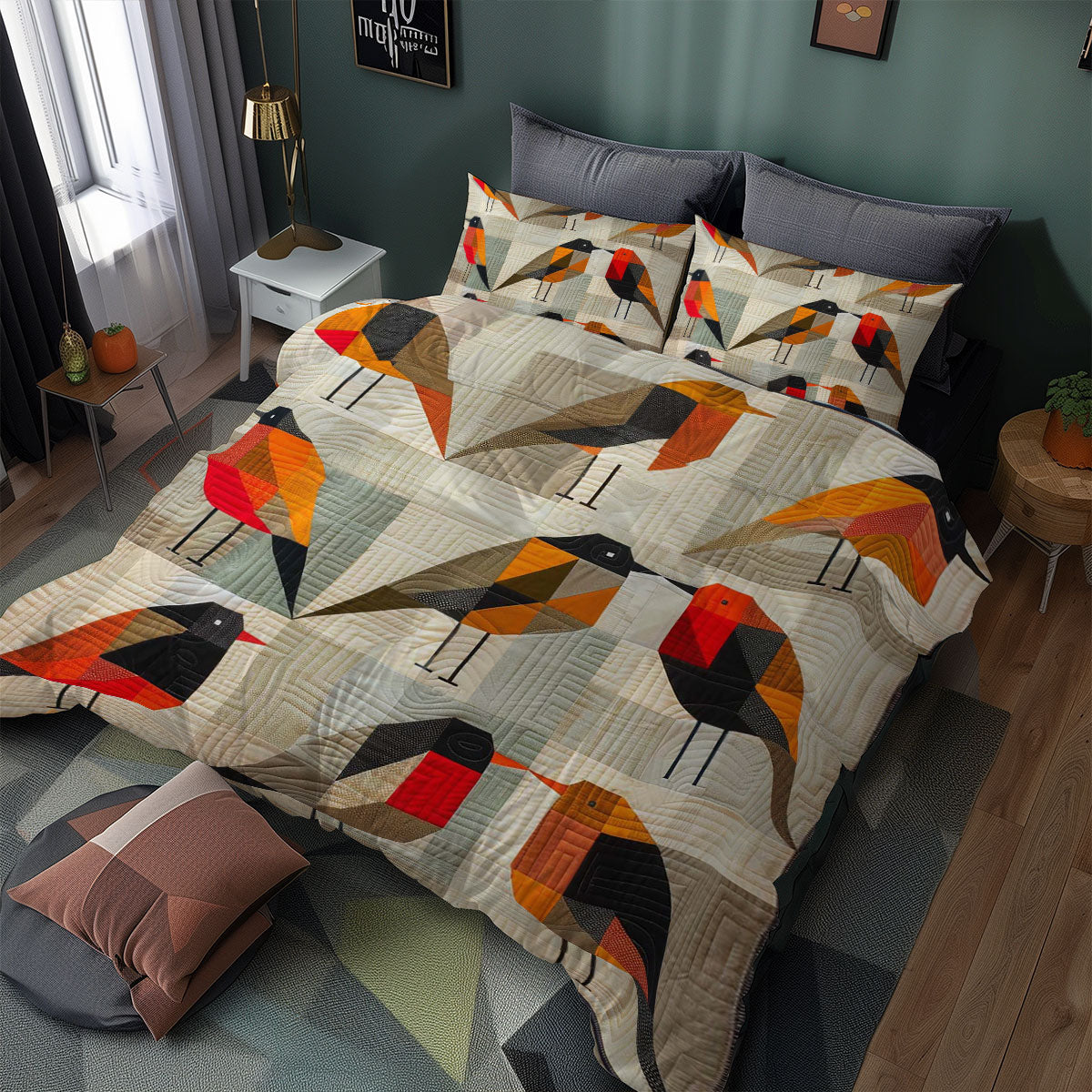 Geometric Bird WJ2707041CL Duvet Cover Set