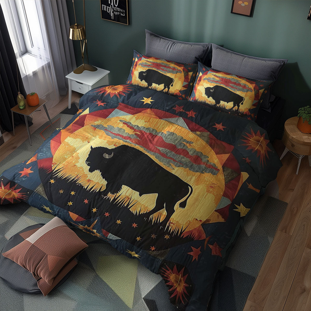 Native American Bison WJ2606018CL Duvet Cover Set