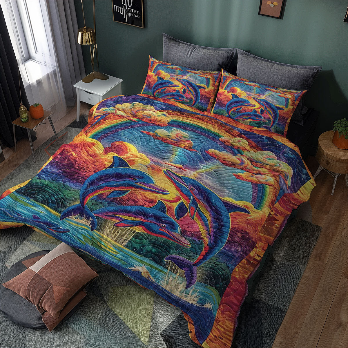 Sunset Dolphins WJ2208031CL Duvet Cover Set