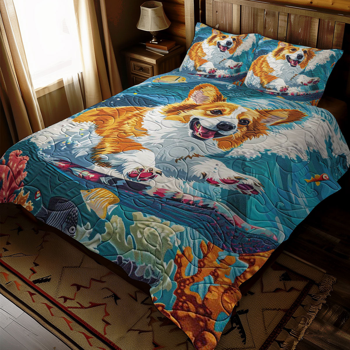 Surfing Corgi WJ1709034CL Duvet Cover Set