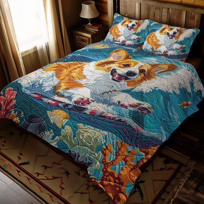 Surfing Corgi WJ1709034CL Duvet Cover Set