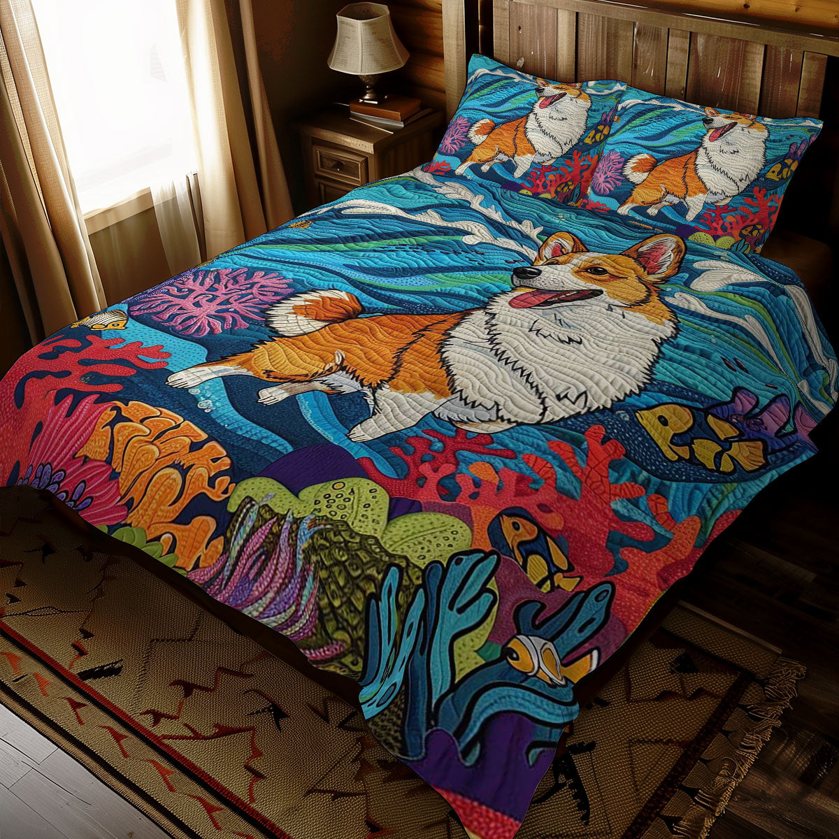 Swimming Corgi WJ1409037CL Duvet Cover Set