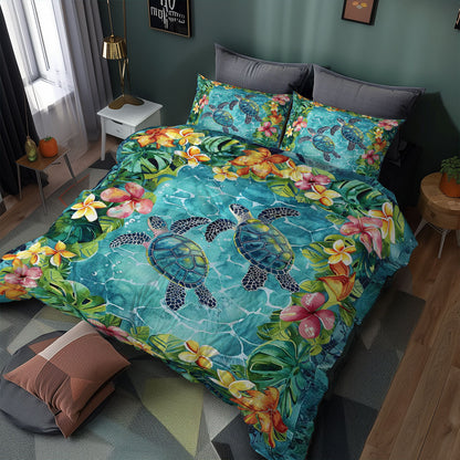 Tropical Turtles And Plumeria WJ1008041CL Duvet Cover Set