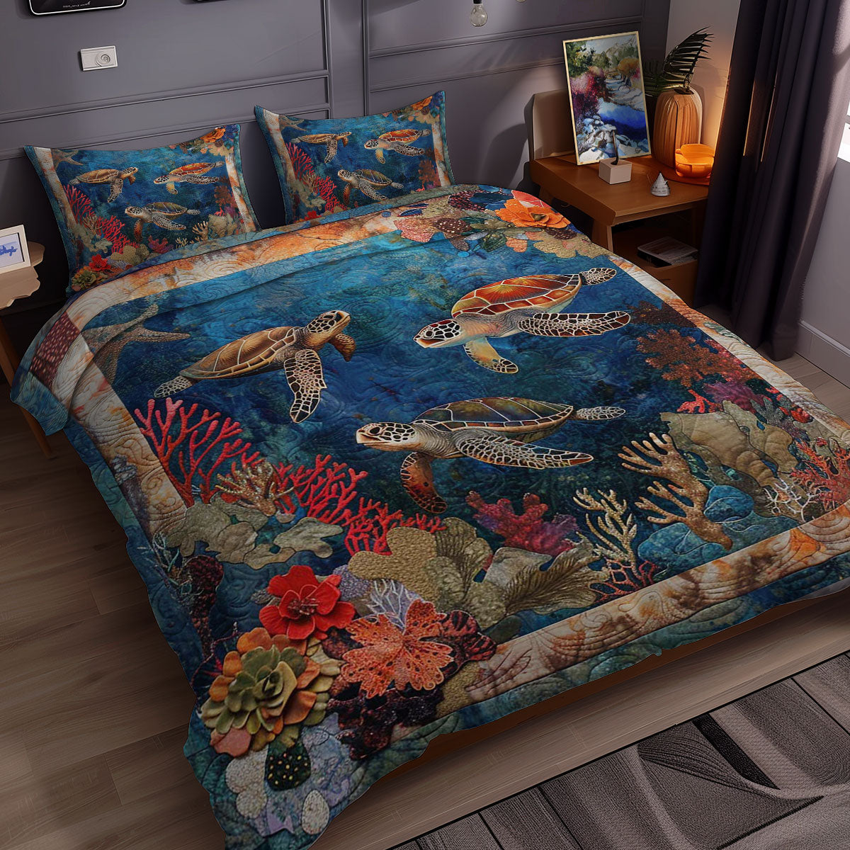 Turtle’s Coral Lagoon Throw WN0609049CL Duvet Cover Set