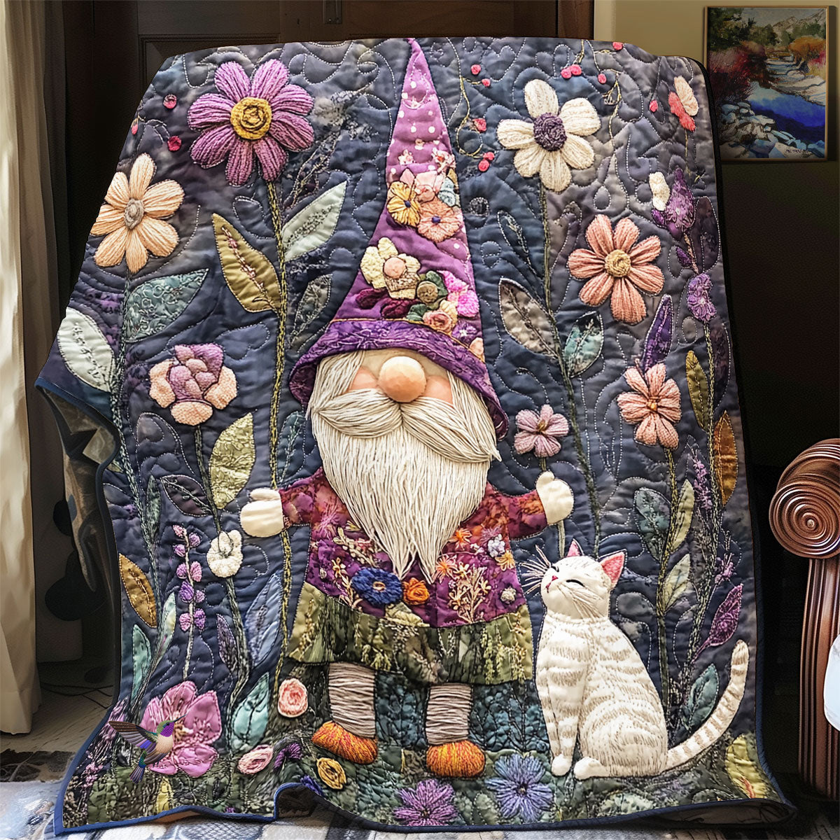 Gnome And Cat WU2112018CL Quilt