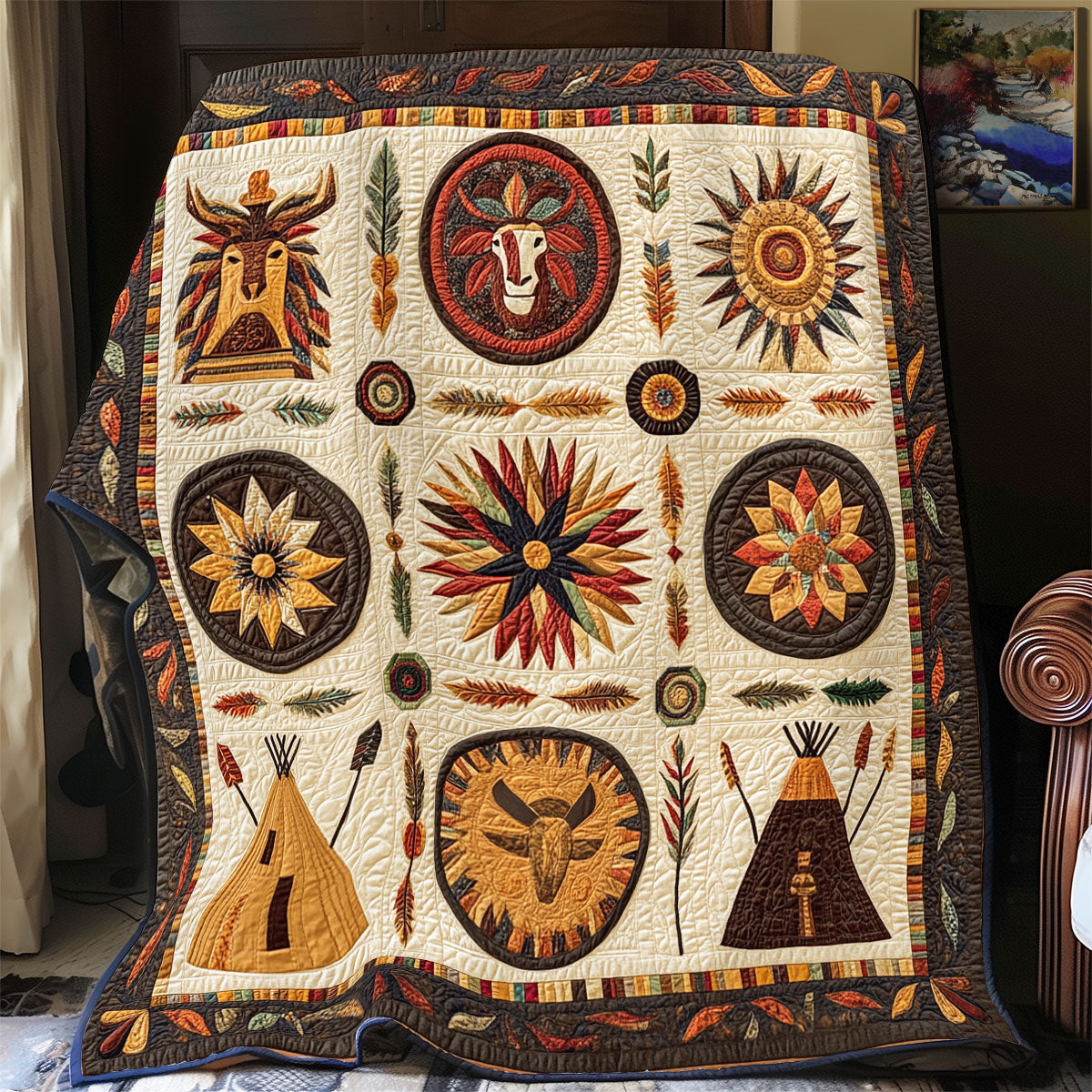 Native American Tribal Elements WU3012009CL Quilt