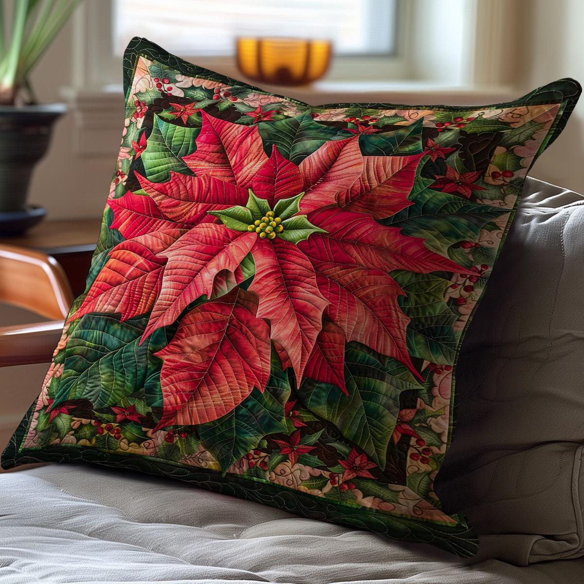 Poinsettia WJ0507029CL Quilt Pillow Case