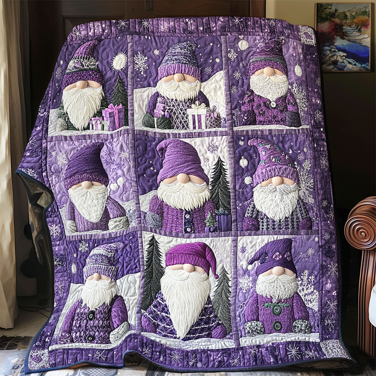 Purple Gnomes WU2612008CL Quilt