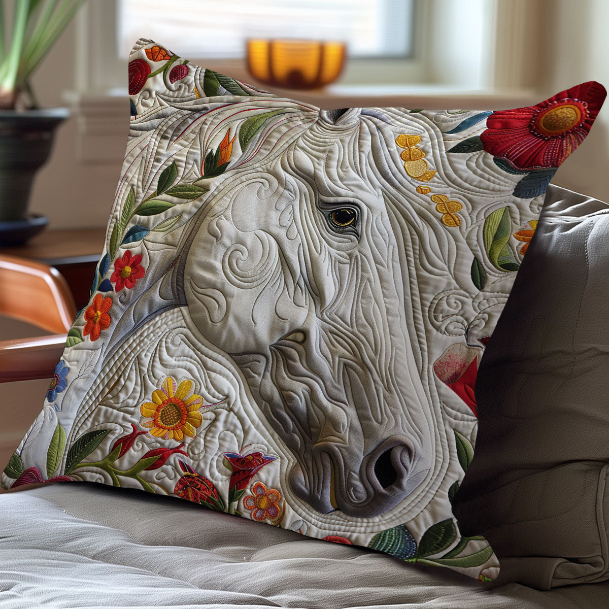 Floral Horse XR2507017CL Quilt Pillow Case