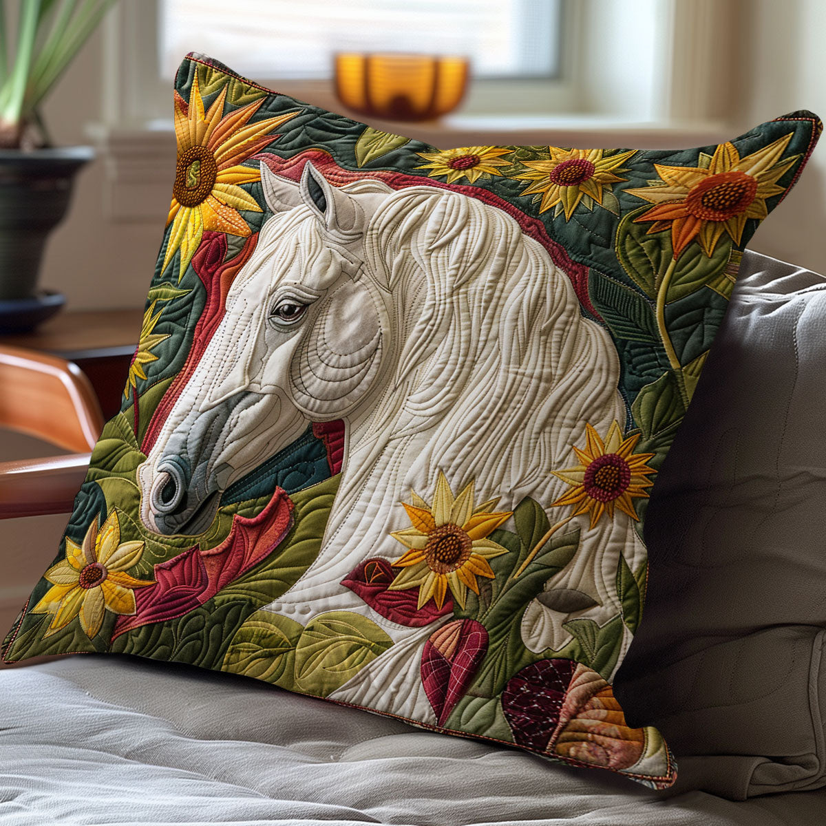 Sunflower Garden Horse XR2507015CL Quilt Pillow Case