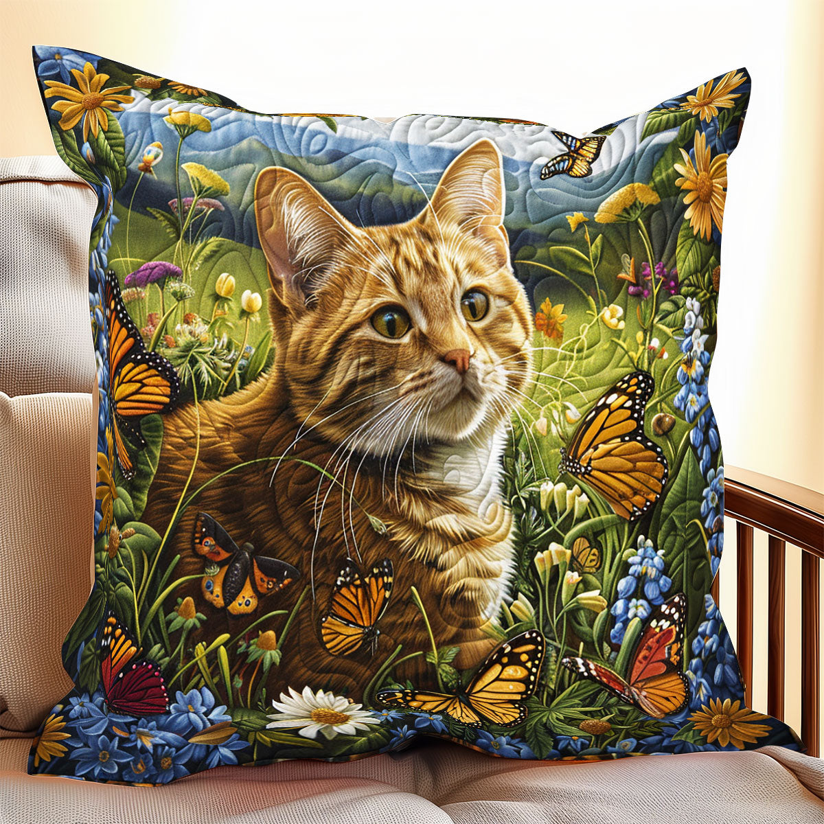 Cat And Butterflies XR2506020CL Quilt Pillow Case