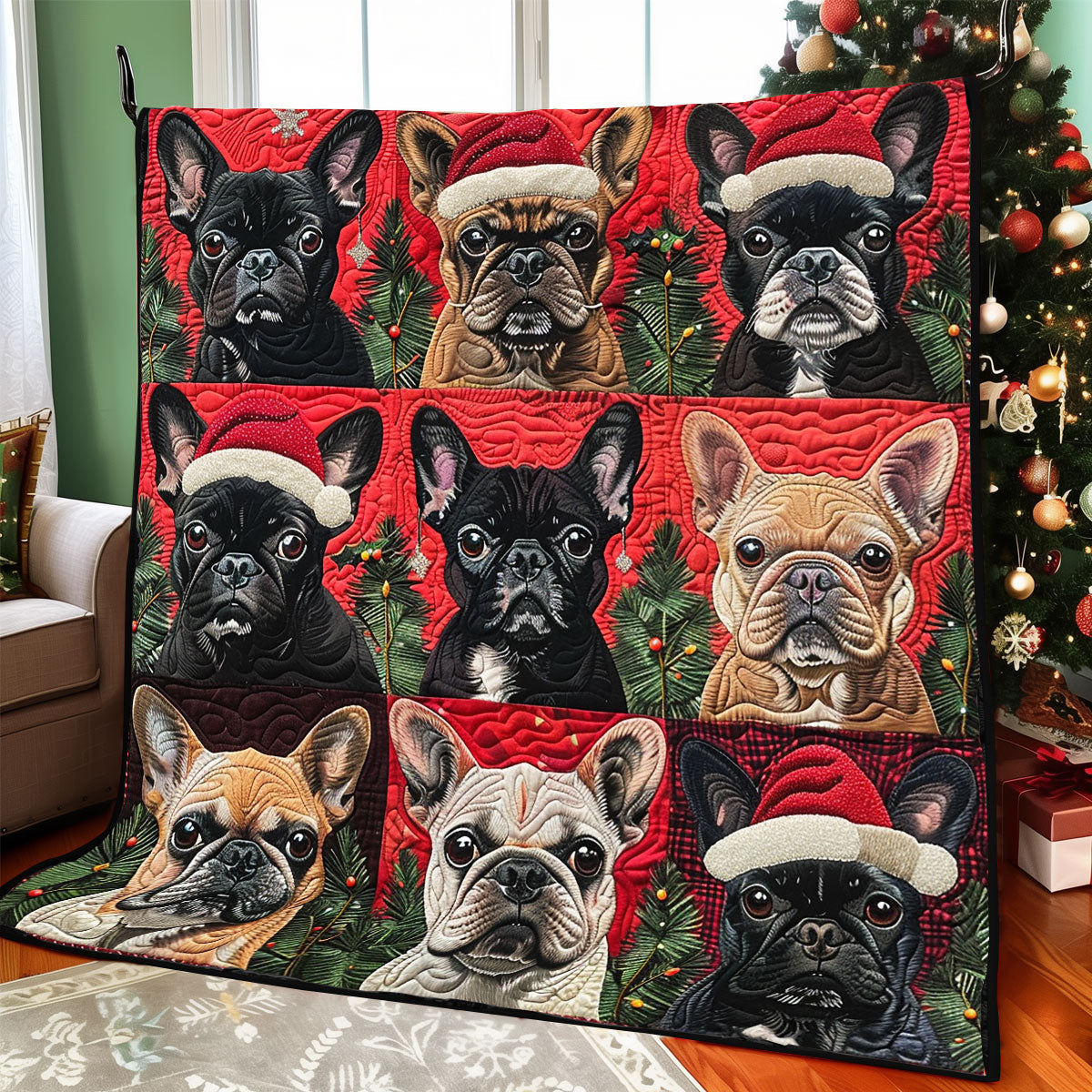 French Bulldogs Christmas XR1308019CL Quilt