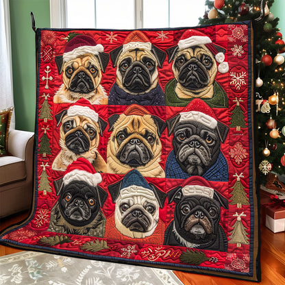 Holiday Woof Pugs XR1308018CL Quilt