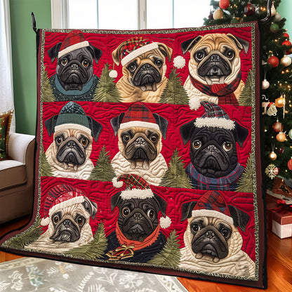 Pug Christmas Hats XR1308014CL Quilt