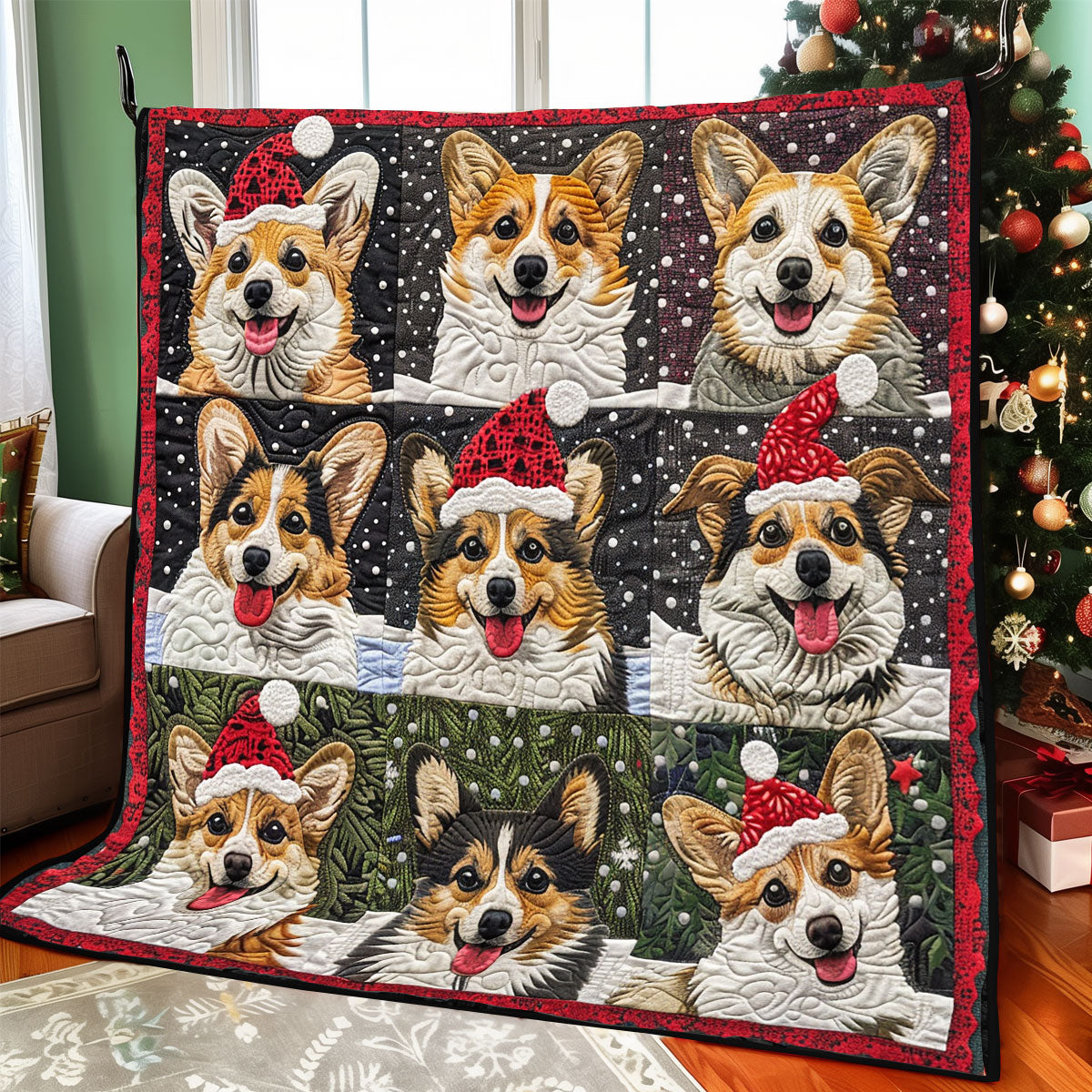 Snowy Corgi XR1308026CL Quilt