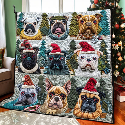 Yuletide Pup Bulldogs XR1308045CL Quilt