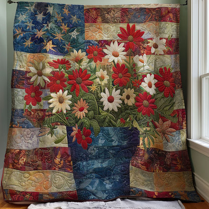 American Patriotic Flower WJ1507004CL Quilt