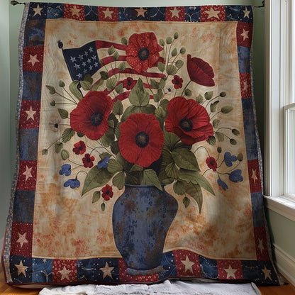 American Patriotic Flower WJ1507005CL Quilt