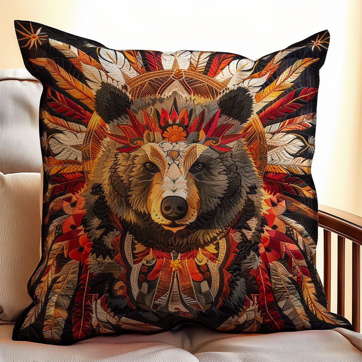 Bear Native American WJ1707021CL Quilt Pillow Case