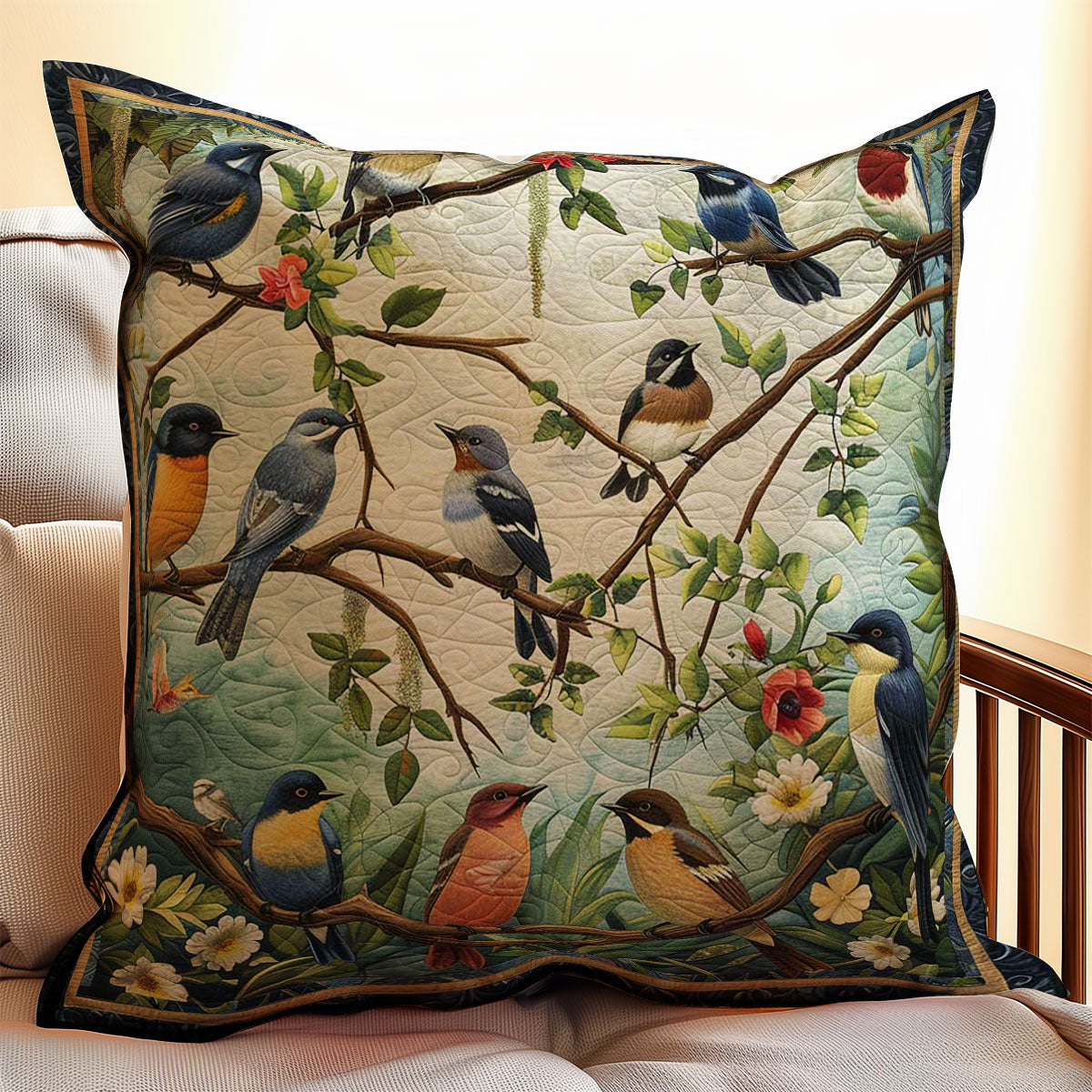 Bird Family WJ2507037CL Quilt Pillow Case