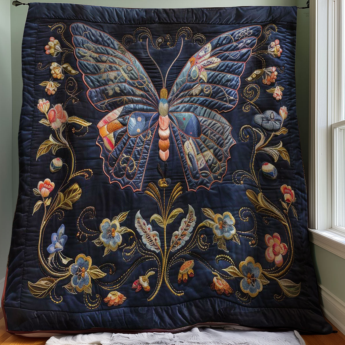 Blue Butterfly WJ1707003CL Quilt