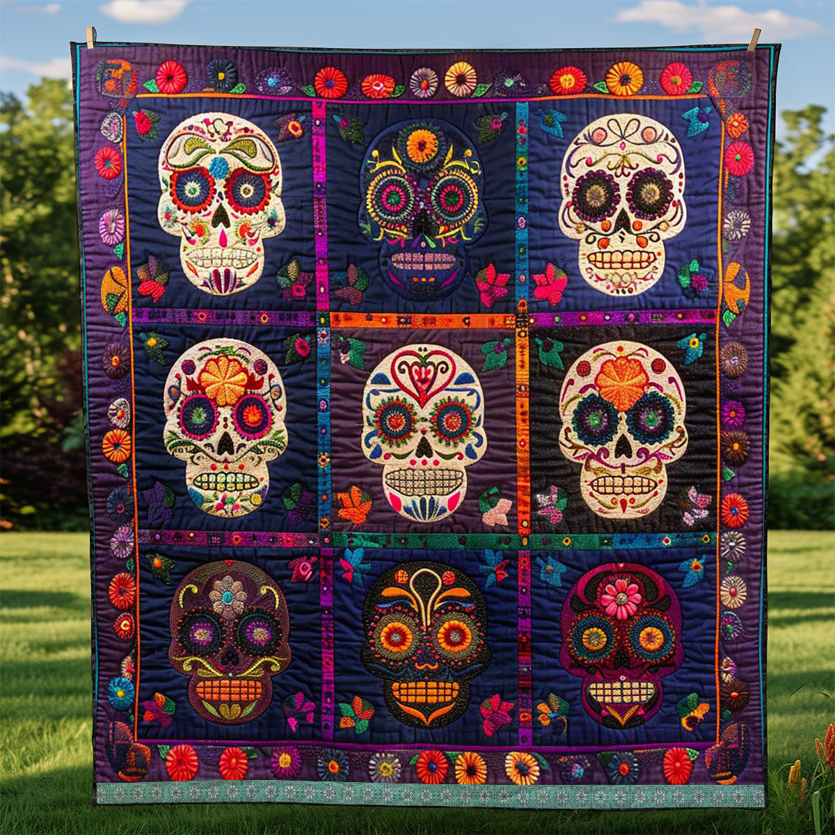 Calavera Sugar Skulls WJ1709004CL Quilt