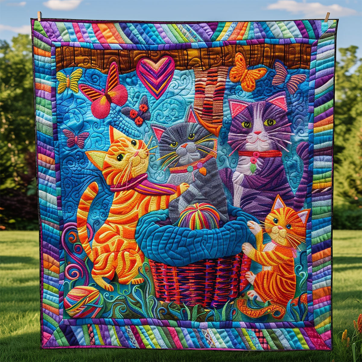 Cat In The Wool Basket WJ2008004CL Quilt